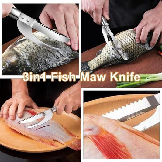 3-in-1 Stainless Steel Fish Scaler Remover Knife