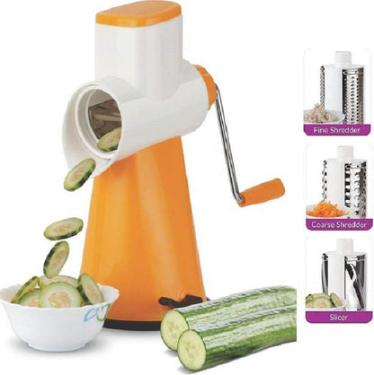4-in-1 Rotary Drum Vegetable Grater & Slicer – Multipurpose Manual Kitchen Cutter